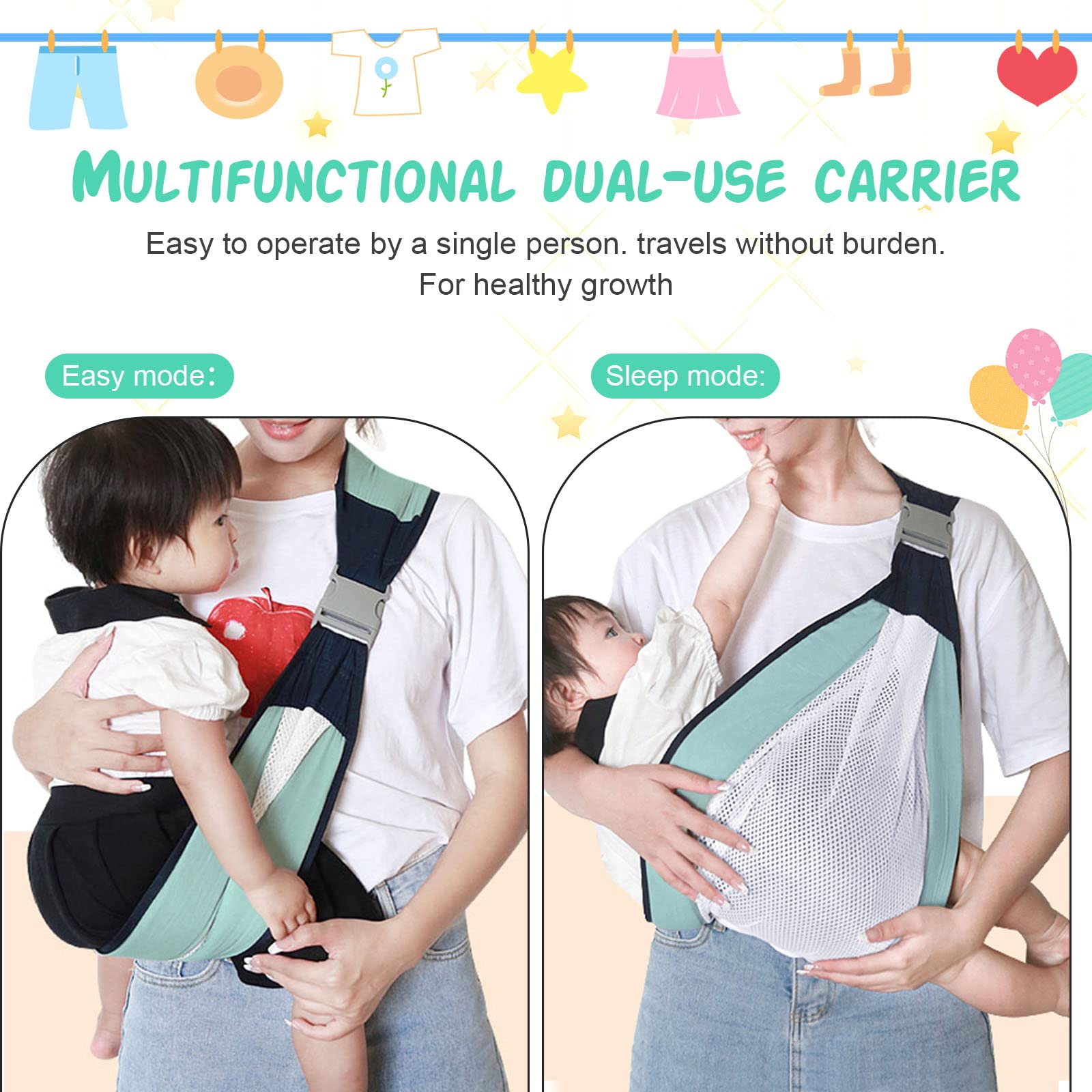 Baby carrier sling wrap adjustable for all body sizes