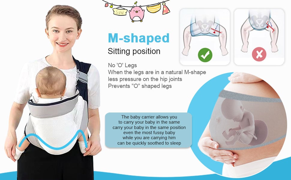Hands free baby carrier sling wrap for active parents