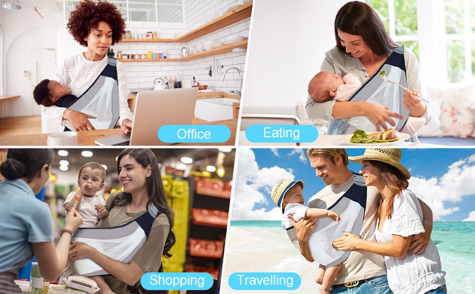 Ergonomic baby carrier wrap distributing weight evenly