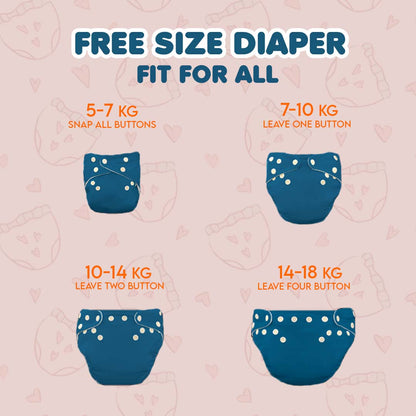 Kids' Free Size Reusable Diaper + Insert (0-36 months)
